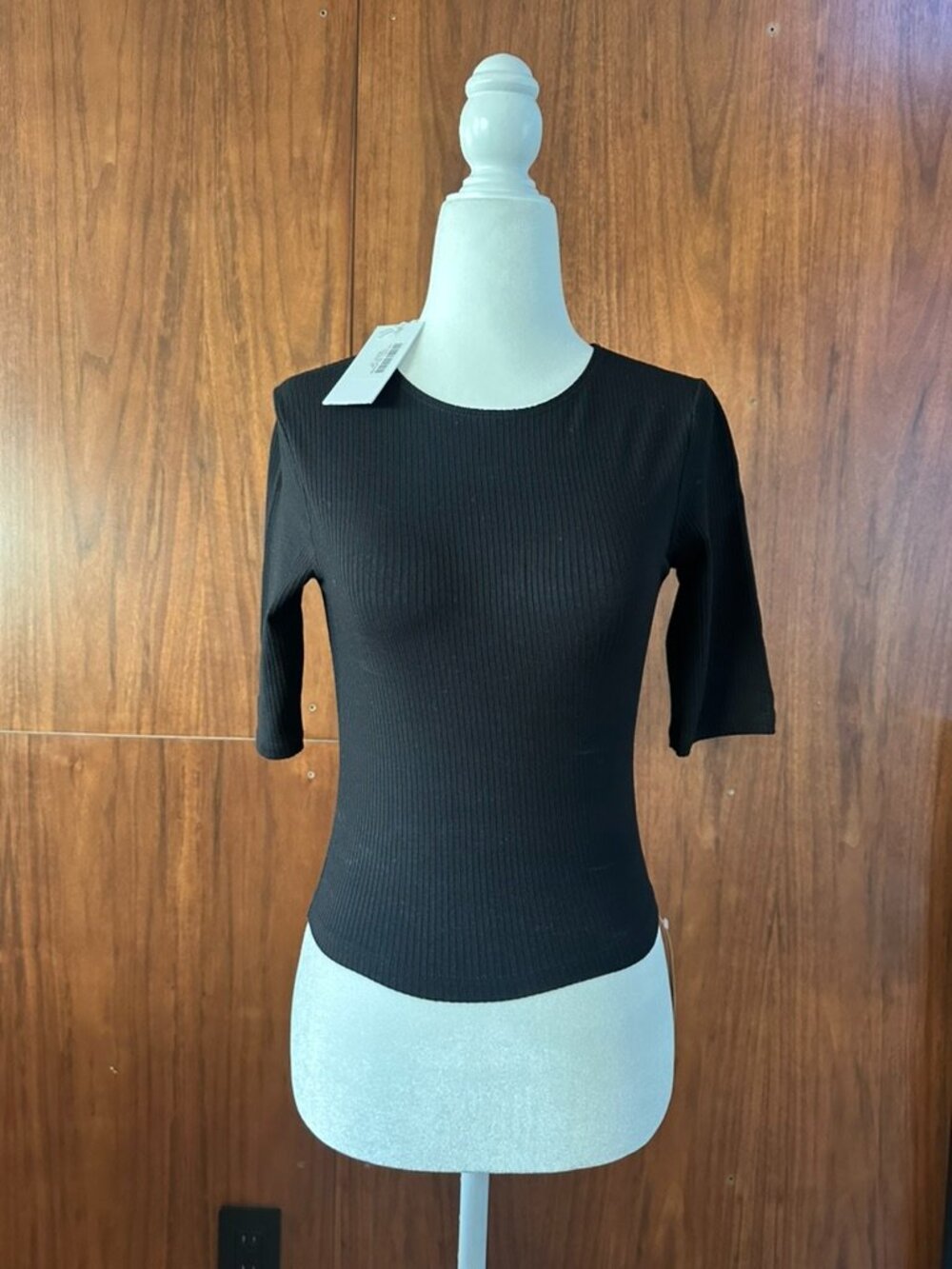 Reformation Everet Knit Top Black Ribbed Tee - Size XS NWT